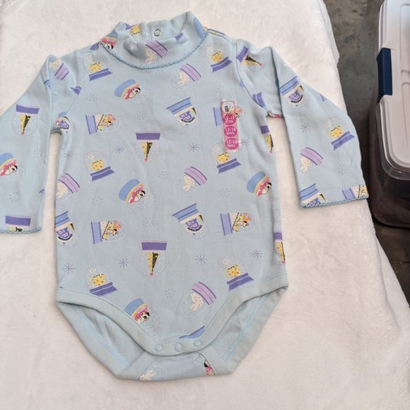 Gymboree Cute Blue Turtleneck Onesie with Snow Globe Pattern - 12-18 Months - Picture 4 of 15